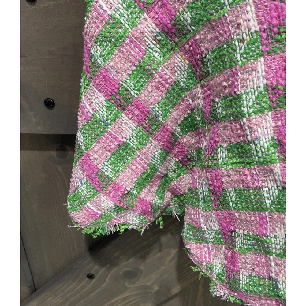 Kate Spade Plaid Tweed Sleeveless drop waist Dress Square Neck Pink Green Sz 10 - Picture 5 of 12